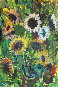 Sonnenblumen I, Öl auf Leinwand, 180 x 120 cm, 2016