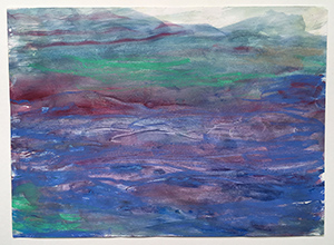 Blaues Meer, 2012, Aquarellkreide auf Papier, 21 x 28 cm
