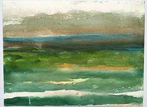 Grünes Meer, 2012, Aquarellkreide auf Papier, 21 x 28 cm