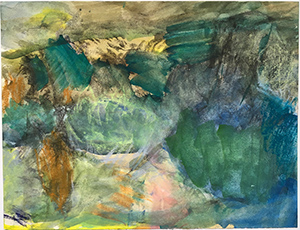 Holzig, mittags, 2015, Aquarellkreide auf Papier, 22 x 28 cm