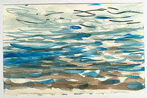 Wellen II, 2012, Aquarell auf Papier, 14 x 25 cm