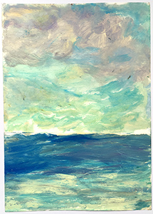 Wind und Meer, 2017, Mischtechnik auf Papier, 42 x 30 cm